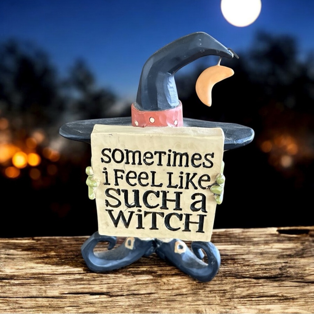 Halloween Witch Hat Decor with Sign Blossom Bucket